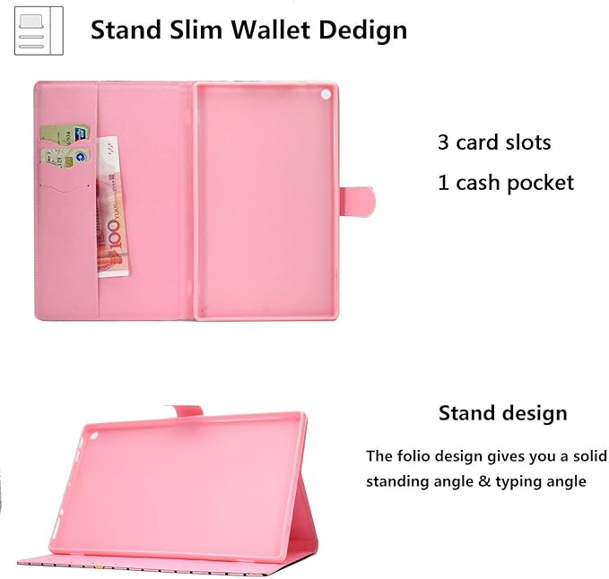 Case for Amazon Kindle Fire HD 10 Tablet 9th/7th/5th Gen Folio Stand PU Leather Magnetic Smart Cover [Auto Wake/Sleep] with Card Pockets for Fire 10.1 inch 2019/2017/2015 Blue Unicorn