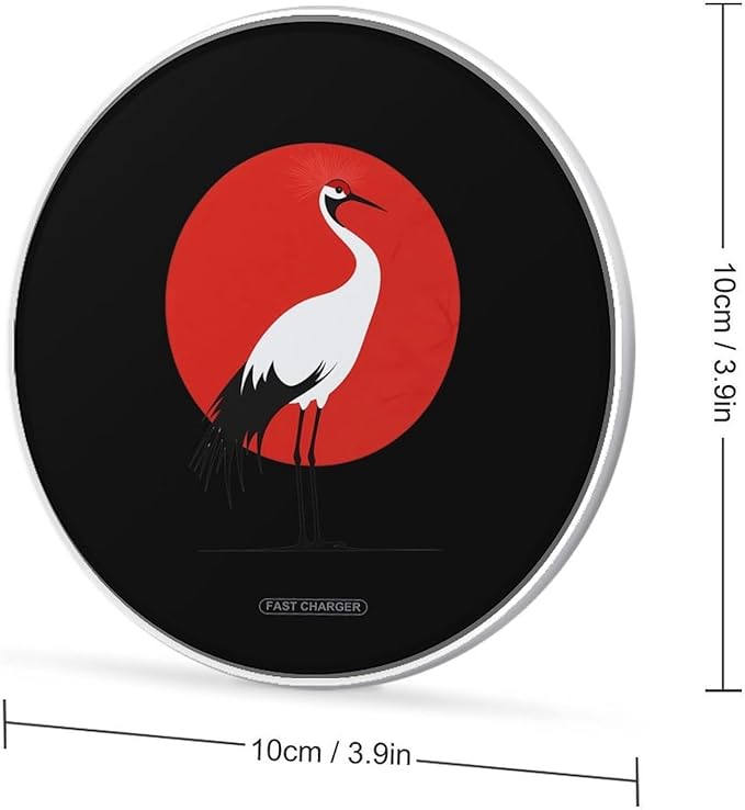 Red Crowned Crane Japanese Bird Wireless Charger Anti-Slip Wireless Charging Pad Slim Charger Mat for Men Women