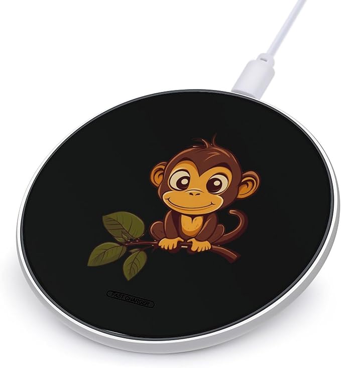 Monkey on Branch Wireless Charger Anti-Slip Wireless Charging Pad Slim Charger Mat for Men Women