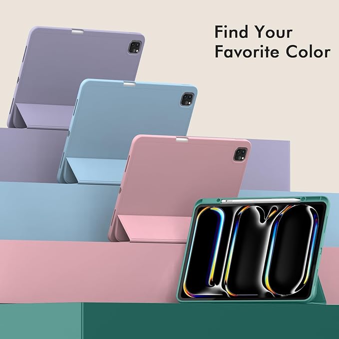 ZryXal New iPad Pro 13 Inch Case (M5) 2025 / (M4) 2024 with Pencil Holder Smart iPad Case [Support Pencil Pro and Pencil (USB-C)] Support Touch ID and Auto Wake/Sleep (Forest Green)