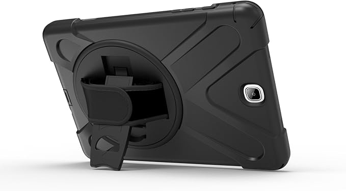 Galaxy Tab A 9.7 Case KIQ Full-Body Shock Proof Hybrid Heavy Duty Armor Protective Case for Samsung Galaxy Tab A 9.7 2015 SM-T550 with Kickstand and Screen Protector (Shield Black)