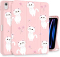 Tuiklol Case for iPad 10.2 Inch 2021 2020 2018 Release 9th / 8th / 7th Generation Built-in Pencil Holder TPU Protective Stand Back Cover Trifold Stand-Auto Wake/Sleep Cat-Pink