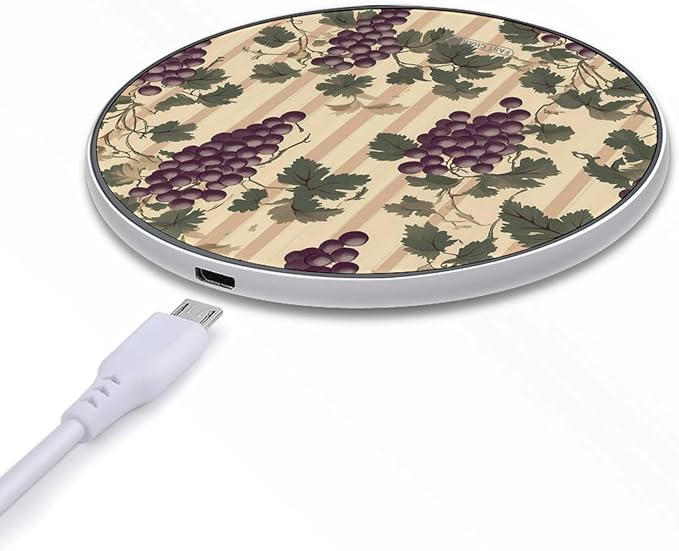 Vintage Red Grapes on Grapevine Phone Charger Magnetic Charging Pad Anti-Slip with USB Cable