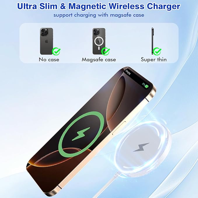 [Apple MFi Certified]Magnetic Wireless Charger Apple Mag Safe Charger15W 6FT Fast Wireless Charging Pad for Apple iPhone 16 Pro Max/16 Pro/16 Plus/15 Pro Max/14/13/12/AirPods3/2/Pro/Pro2Charging Pad