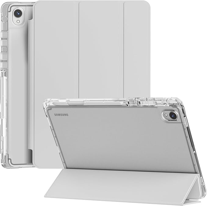 Miimall for Samsung Galaxy Tab S11 Case (2025) Galaxy Tab S11 Case with Stand Slim Hard PC Translucent Back Shell Auto Wake/Sleep Light Gray