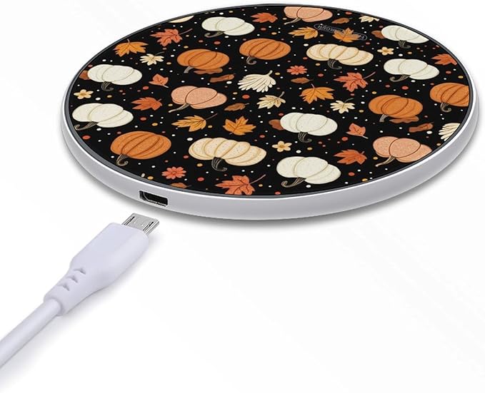 Fall Thanksgiving Pumpkins Wireless Charger Anti-Slip Wireless Charging Pad Slim Charger Mat for Men Women