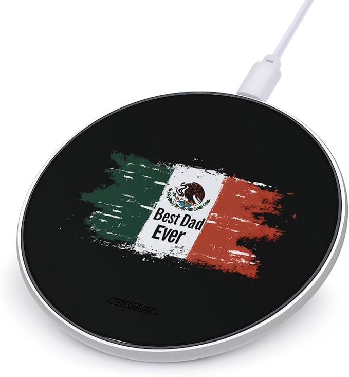 Best Mexican Dad Ever Mexica Flag Wireless Charger Anti-Slip Wireless Charging Pad Slim Charger Mat for Men Women