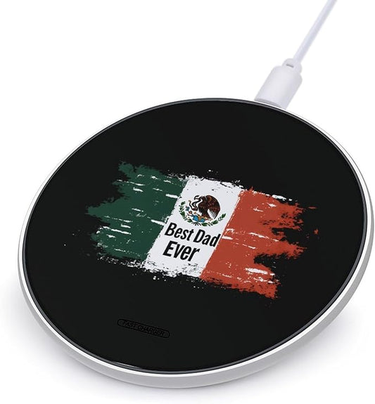Best Mexican Dad Ever Mexica Flag Wireless Charger Anti-Slip Wireless Charging Pad Slim Charger Mat for Men Women