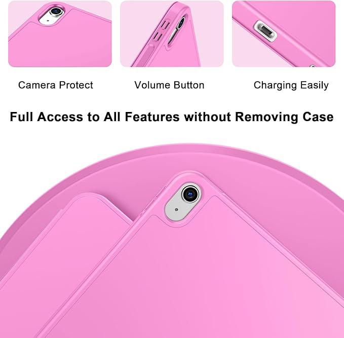 Case for iPad (A16) 11 Inch 2025/iPad 10th Generation 10.9 Inch 2022 Slim Trifold Stand Protective Cover with Pencil Holder and Soft TPU BackSupport Auto Sleep/Wake (Peach Red)