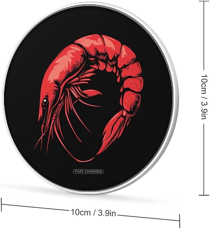 Red Shrimp Wireless Charger Anti-Slip Wireless Charging Pad Slim Charger Mat for Men Women