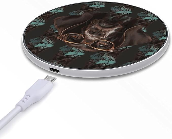 German Shorthaired Pointer in Glasses Wireless Charger Fast Wireless Charging Pad with USB Cable 10W Anti-Slip Magnetic Wireless Charger Portable Slim Charger Puck Travel Charging Station