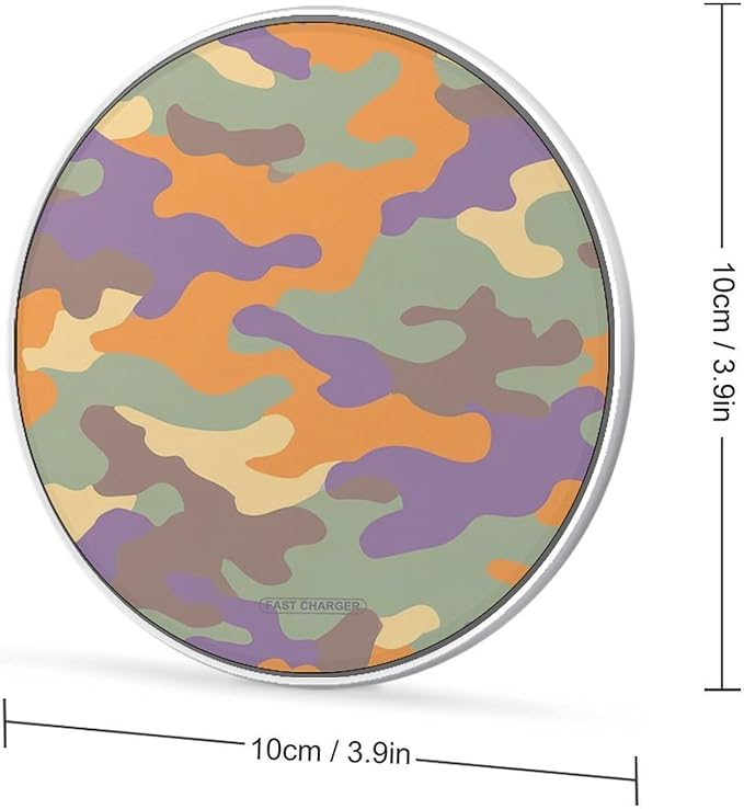 Pale Camouflage Hunting Fast Portable Charger 10W Funny Graphic Phone Charging Pad with USB Cable