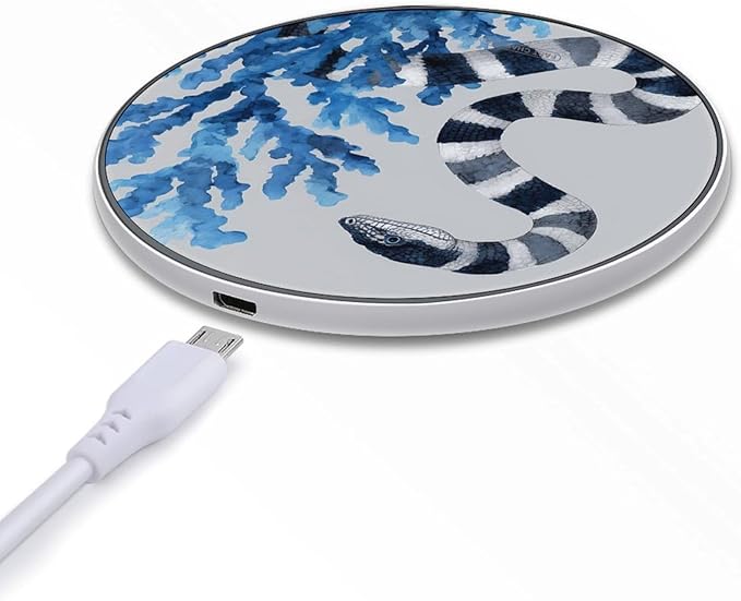 Sea Snake Swimming Fast Portable Charger 10W Funny Graphic Phone Charging Pad with USB Cable