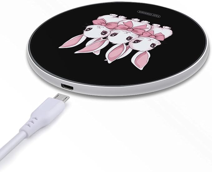 Rabbits Bow Wireless Charger Anti-Slip Wireless Charging Pad Slim Charger Mat for Men Women