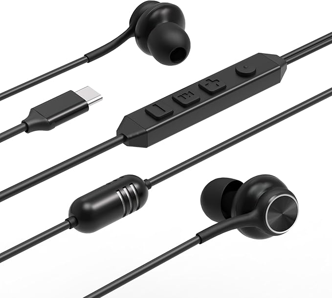 USB C Wired Gaming Earbuds in-Ear Headphones with Built-in DAC Sound Card Low-Latency 5 EQ Modes Vocal Enhancement &amp Microphone Compatible with iPhone 15/16 Series Samsung S22/S23/S24