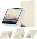 KENKE Case for iPad Air 11-Inch M4/M3/M2 (2026/2025/2024) iPad Air 10.9-Inch 5th/4th Generation(2022/2020) with Pencil Holder 3+Y-Stand Magnetic Removable 360° Rotating Clear Back Cover White Cream