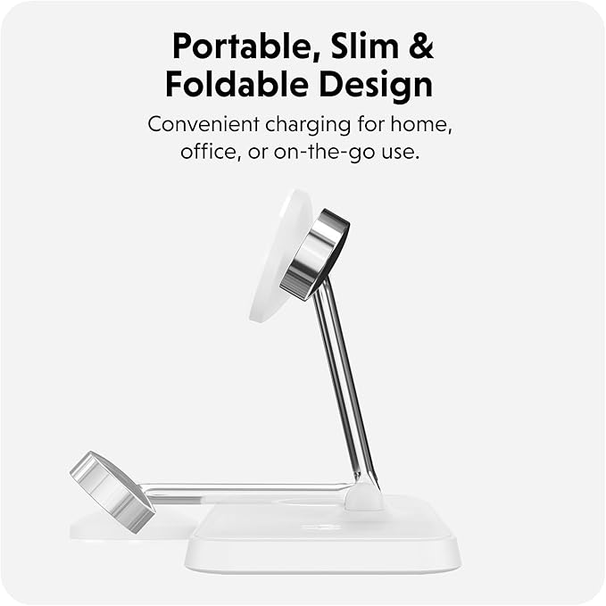 HyperJuice 4-in-1 Wireless Charger Qi2 Magnetic Stand — Fast Wireless Charger for iPhone Apple Watch Airpods &amp Any Qi-Compatible Device — Compact Adjustable and Foldable Qi2