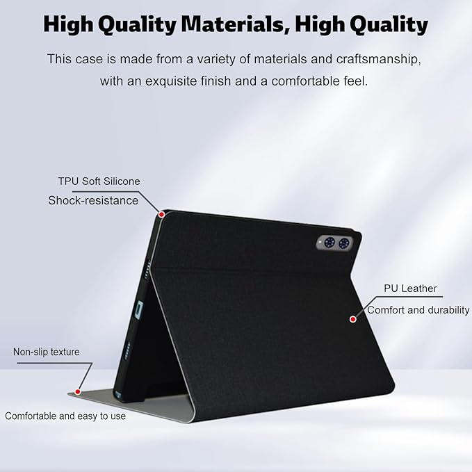 Case Cover for Teclast T65 13 inch Tablet KONXISA Tablet Case with Premium PU + TPU Material Folding Stand Fuction Anti-Scratch Shockproof Full Protection Sleeve Covers (Black)