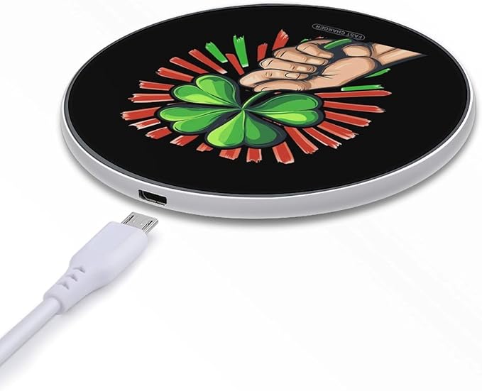 Hand Clover Italian Flag Wireless Charger Anti-Slip Wireless Charging Pad Slim Charger Mat for Men Women