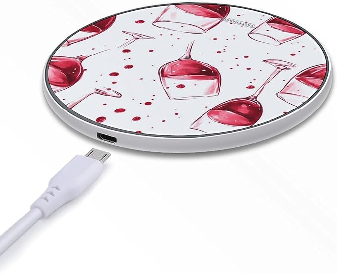 Red Wine Glasses Bloods Phone Charger Magnetic Charging Pad Anti-Slip with USB Cable