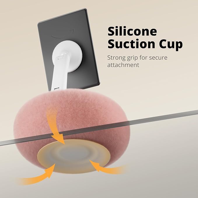 Magnetic Phone Pillow Stand Phone Holder for BedLapDesk Cozy Pillow Stand with Snack Bowl and 2 Magnetic Rings Compatible with 3.5-7 iPhoneE-Reader Kindle Pink