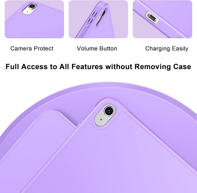 Case for iPad (A16) 11 Inch 2025/iPad 10th Generation 10.9 Inch 2022 Slim Trifold Stand Protective Cover with Pencil Holder and Soft TPU BackSupport Auto Sleep/Wake (Violet)