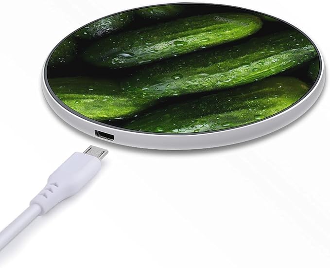 Green Cucumber Pickles Phone Charger Magnetic Charging Pad Anti-Slip with USB Cable