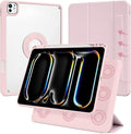 Case for iPad Pro 11 inch M5/M4 (2025/2024 6th/5th Generation) Removable and Detachable Magnetic Cover with Pencil Holder Vertical Adjustable Stand Tri-Fold Multi-Angle Pink