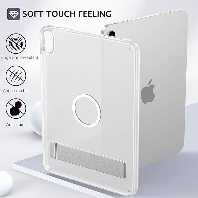 Telaso Magnetic Case for iPad (A16) 11th Generation 11 Inch 2025/ iPad 10th Generation 10.9 Inch 2022 with Invisible Portrait/Landscape Stand Hard Translucent Matte Back Cover Frosted Clear