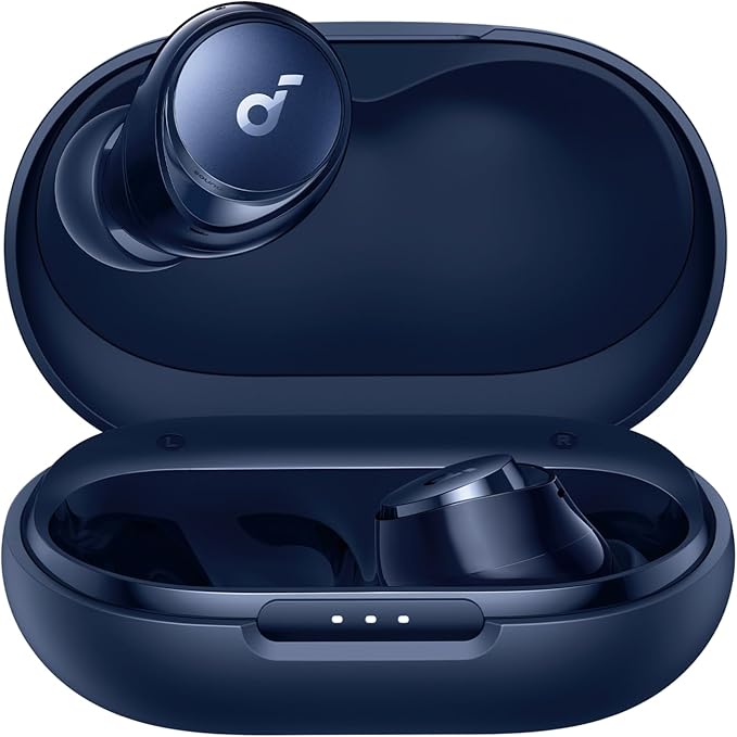 soundcore by Anker Space A40 Auto-Adjustable Active Noise Cancelling Wireless Earbuds Reduce Noise by Up to 98% 50H Playtime Hi-Res Sound Comfortable Fit App Customization Wireless Charge (Blue)
