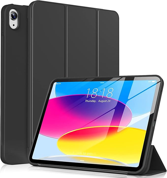 KENKE for iPad A16 11th Generation Case (11 Inch 2025 Release) iPad 10th Generation Case 10.9 Inch 2022 Without Pencil Holder Slim Trifold Stand Protective Cover with Soft TPU Back Black