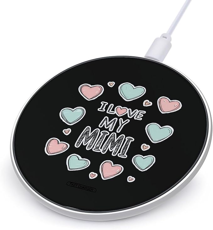 I Love My Mimi Fast Portable Charger 10W Funny Graphic Phone Charging Pad with USB Cable