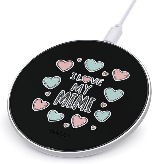 I Love My Mimi Fast Portable Charger 10W Funny Graphic Phone Charging Pad with USB Cable