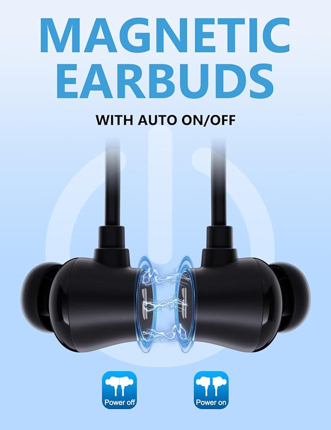 Rythflo Active Noise Cancelling Headphones Wireless in Ear Neckband Blutooth Headphones with 3 AI Mics ENC 60Hrs Playtime V5.3 Multipoint Connection Magnetic Earbuds for Work/Travel/Home/Office