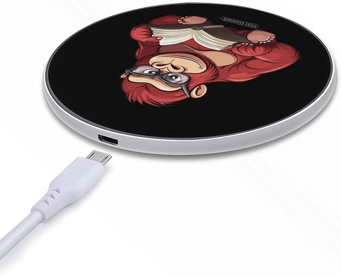 Book Lover Orangutan Wireless Charger Anti-Slip Wireless Charging Pad Slim Charger Mat for Men Women