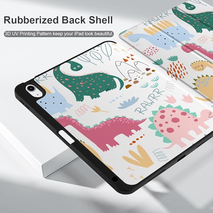 MEEgoodo for M4/M3/M2 iPad Air 11 inch Case 2026 2025 2024Case for iPad Air 5th Generation/iPad Air 4th Gen 10.9 inch 2022 2020 Tablet Cover with Soft TPU Back Shell Cute Dinosaurs