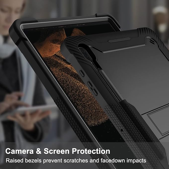Protective Case Compatible with Samsung Galaxy Tab S9 Ultra 14.6 Inch 2023 Case with Built-in Stand Rugged Hybrid Shockproof Protective CoverCompatible with Samsung Galaxy Tab S9 Ultra(Black)