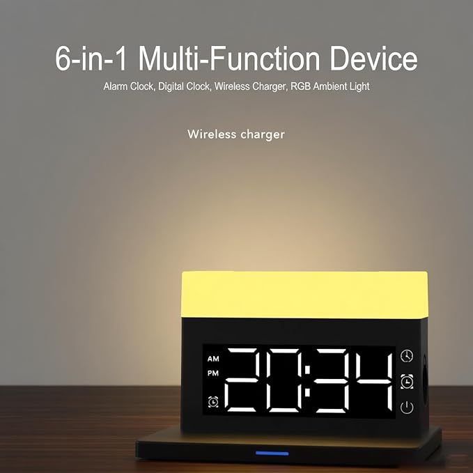 Wireless Charger Alarm Clockn65 Black