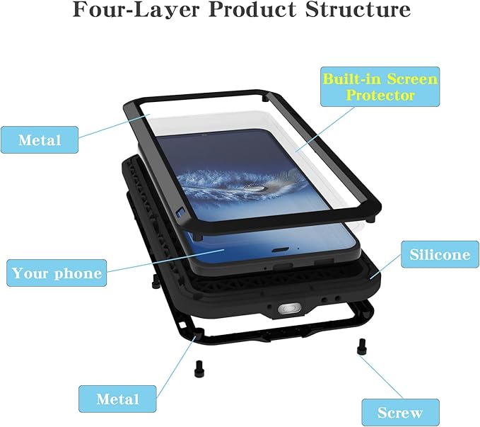 LOVE MEI Military Rugged Case for Samsung Galaxy S22 Plus with Tempered Glass Screen Protector Shockproof Dustproof Scratch Proof Hybrid Metal and Silicone Gel Heavy Duty Full Body Cover Black