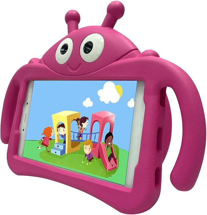 for Alcatel Joy Tab 2 Case for Kids Children Friendly Shockproof Protective Stand Handle Cover for Joy Tab 2 Case Alcatel 2020 8 Tablet (Model: 9032Z) for Boys Girls Cute Ladybug - Hot Pink