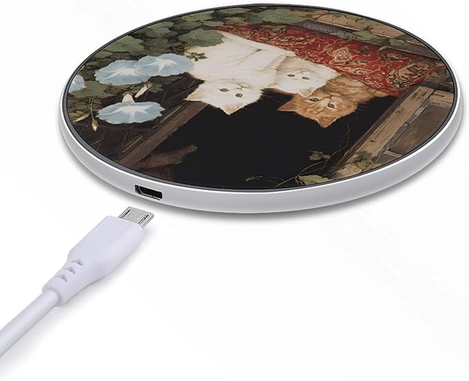 Cat Kittens Morning Glory Fast Portable Charger 10W Funny Graphic Phone Charging Pad with USB Cable
