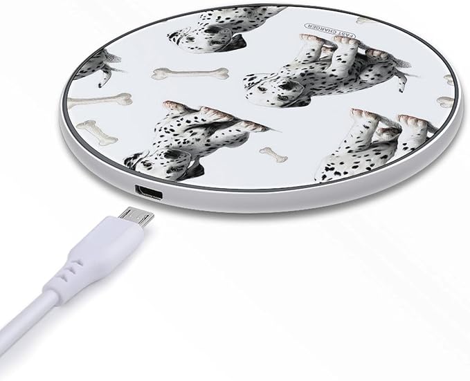 Dalmatian Puppies Dog Bones Fast Portable Charger 10W Funny Graphic Phone Charging Pad with USB Cable