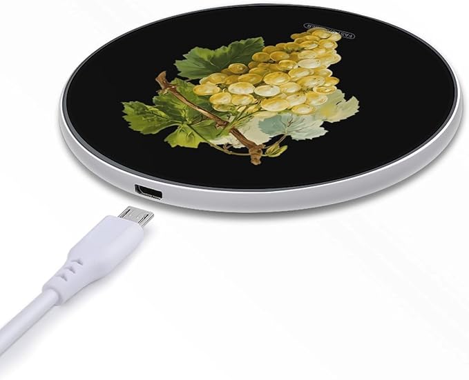 Vintage Grapes with Leaves Fast Portable Charger 10W Funny Graphic Phone Charging Pad with USB Cable