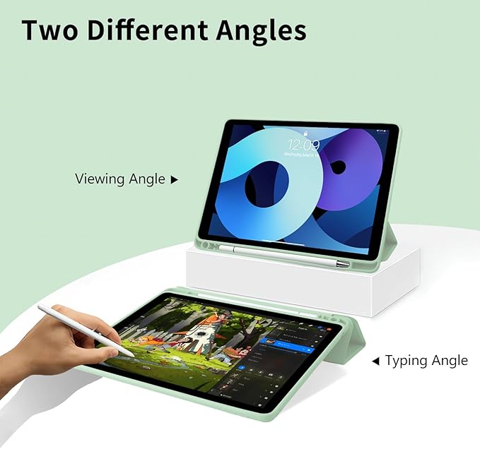 Funny Goose Case for iPad (A16) 11th Generation 2025 11 Inch/iPad 10th Generation 2022 10.9 Inch with Pencil Holder Trifold Stand Green Leather Girly Cover Clear Back Shell Auto Wake/Sleep