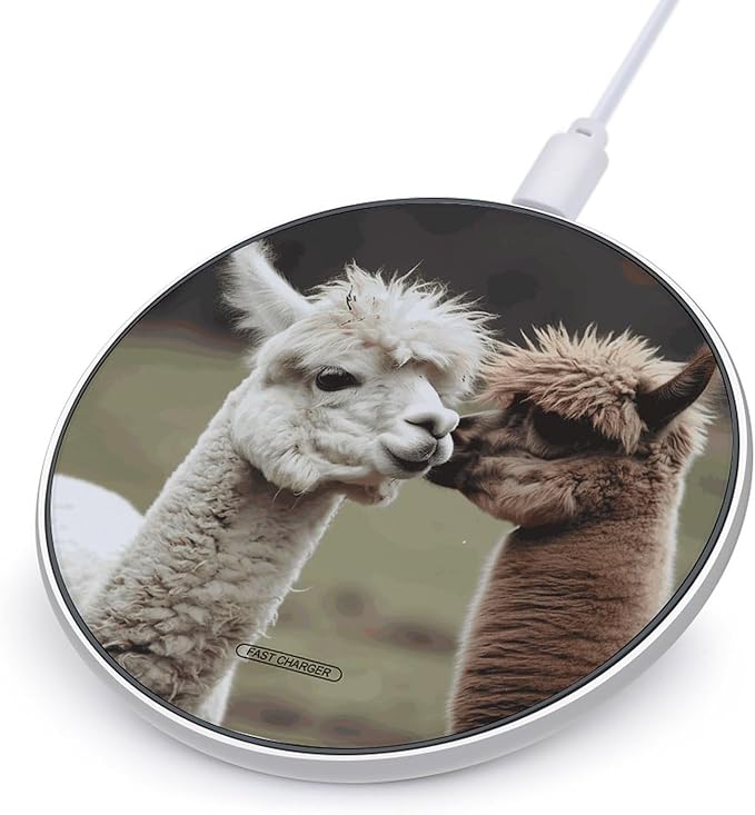 Funny Alpaca Wireless Charger Fast Wireless Charging Pad with USB Cable 10W Anti-Slip Magnetic Wireless Charger Portable Slim Charger Puck Travel Charging Station