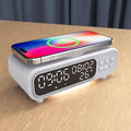 IHAO 5in1 Alarm Clock with Wireless Charging Night Light 15W Fast Charger for Phone and Headphone LED Digital Display with Date &amp Temperature Dimmable for Bedroom &amp Office-D15 Clock White