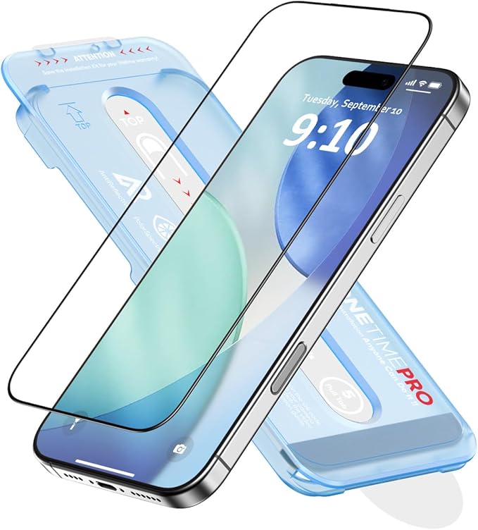 FLOLAB NanoArmour ONETIME PRO for iPhone 17 Screen Protector Anti-Reflective PolarSpectra Anti-Rainbow Tempered Glass Ultra Clear Infinity Edge Easy Install Reinfored-Edge