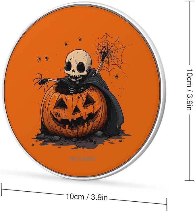 Halloween Costume Pumpkin Skeleton Wireless Charger Anti-Slip Wireless Charging Pad Slim Charger Mat for Men Women
