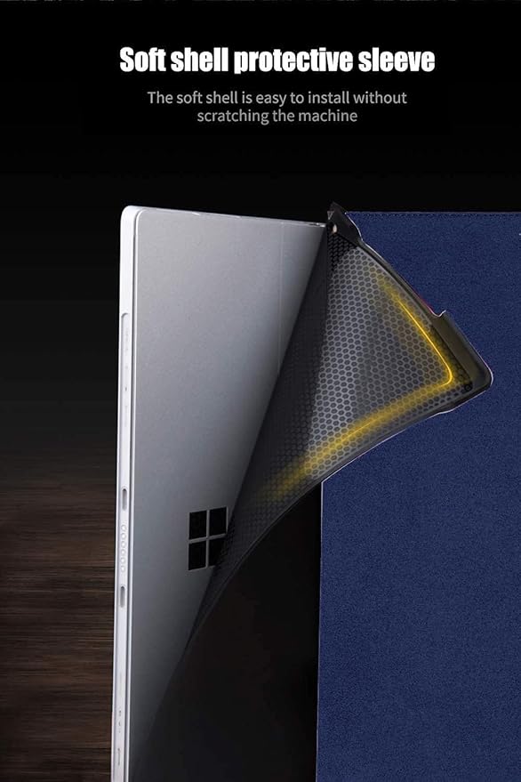 for Microsoft Surface Pro X and Pro Plus+ 13 inch Case 2019/2020/2021/2024 Genuine Leather Cover Protective Shell Compatible with Type Cover Keyboard and Pencil Holder.Blue