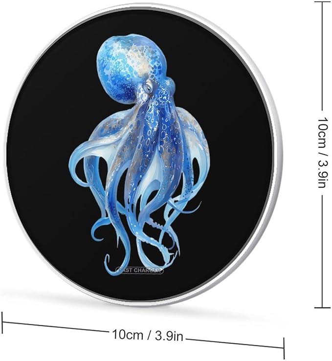 Octopuss Transparent Fast Portable Charger 10W Funny Graphic Phone Charging Pad with USB Cable